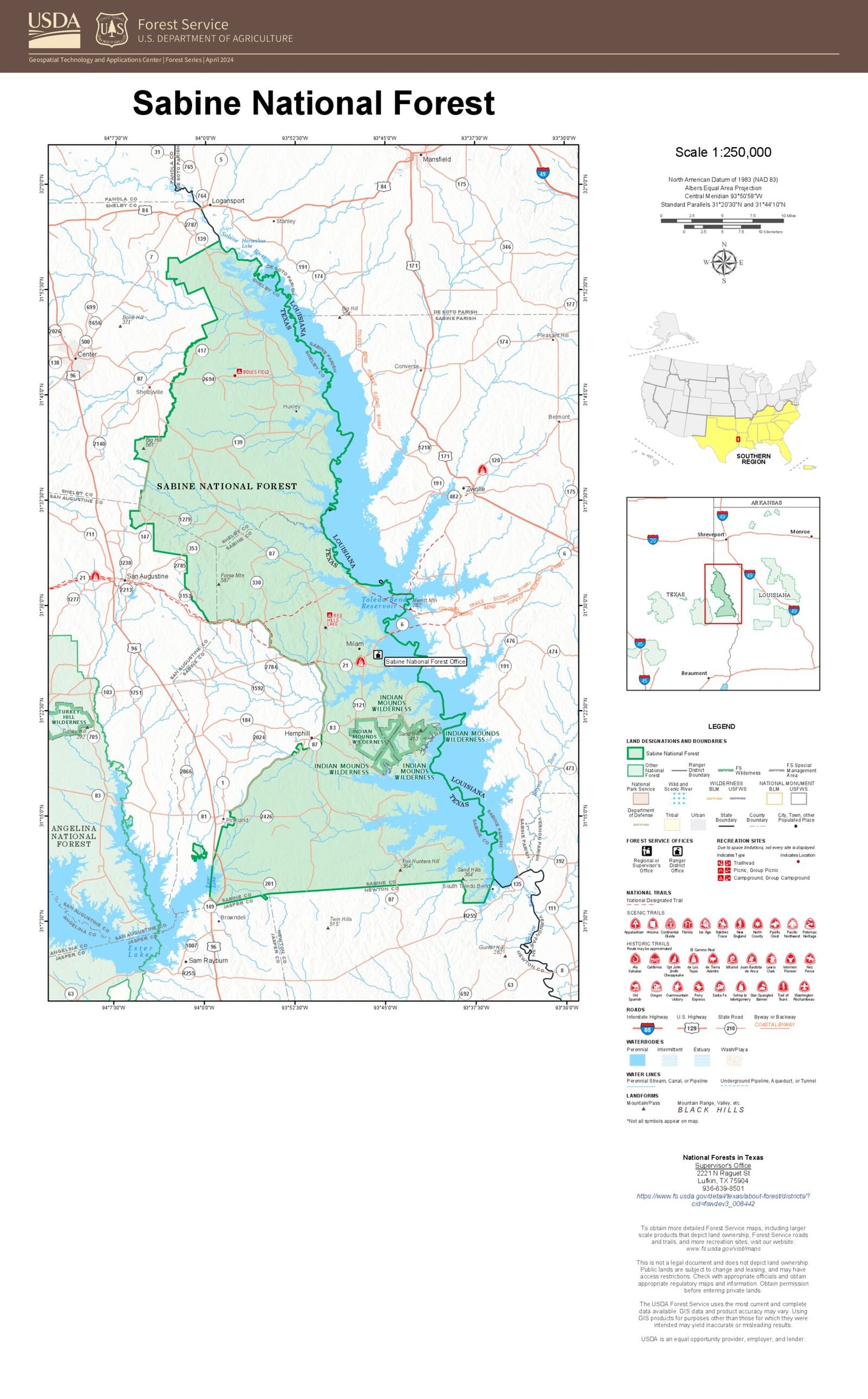 Sabine National Forest Map