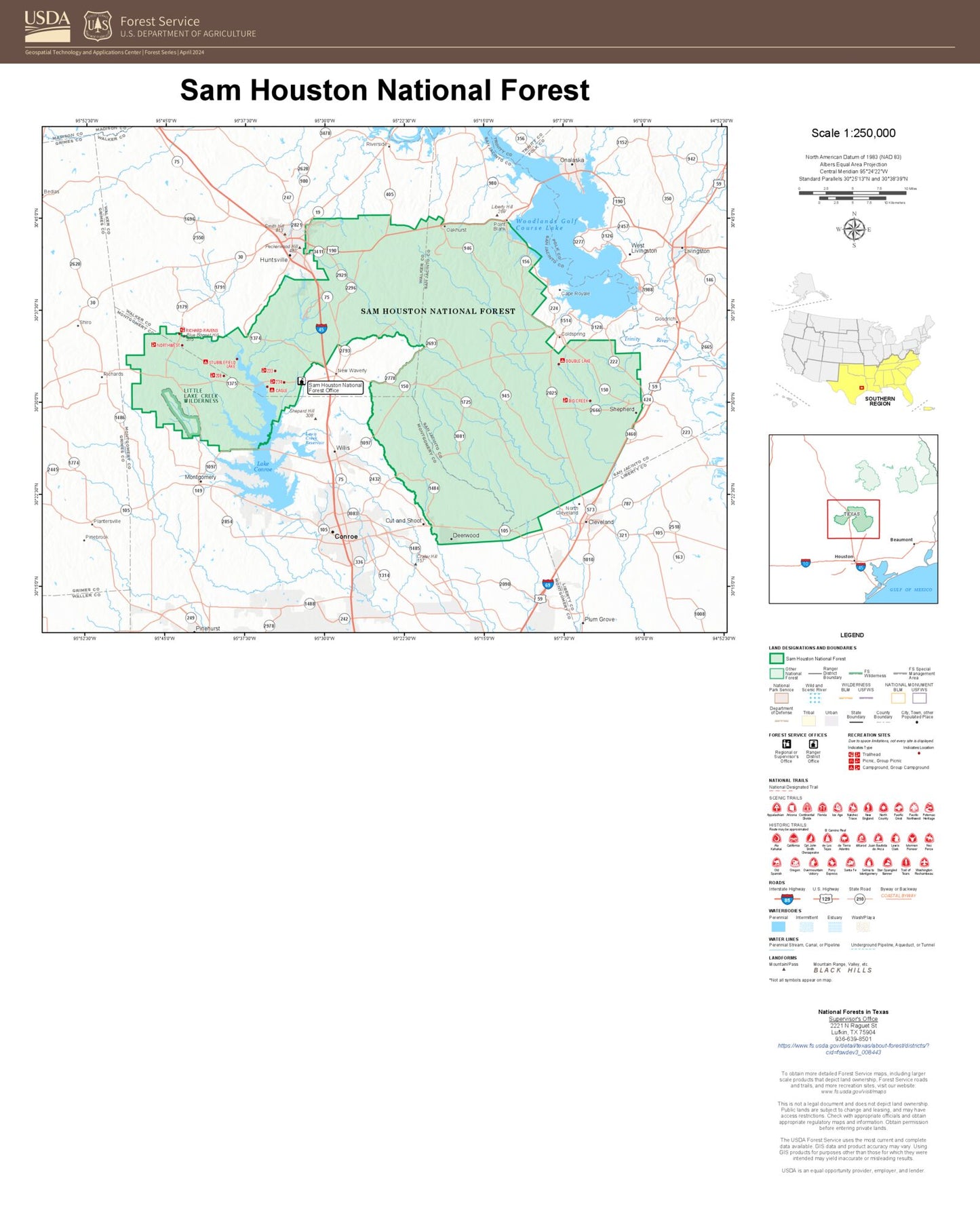 Sam Houston National Forest Map