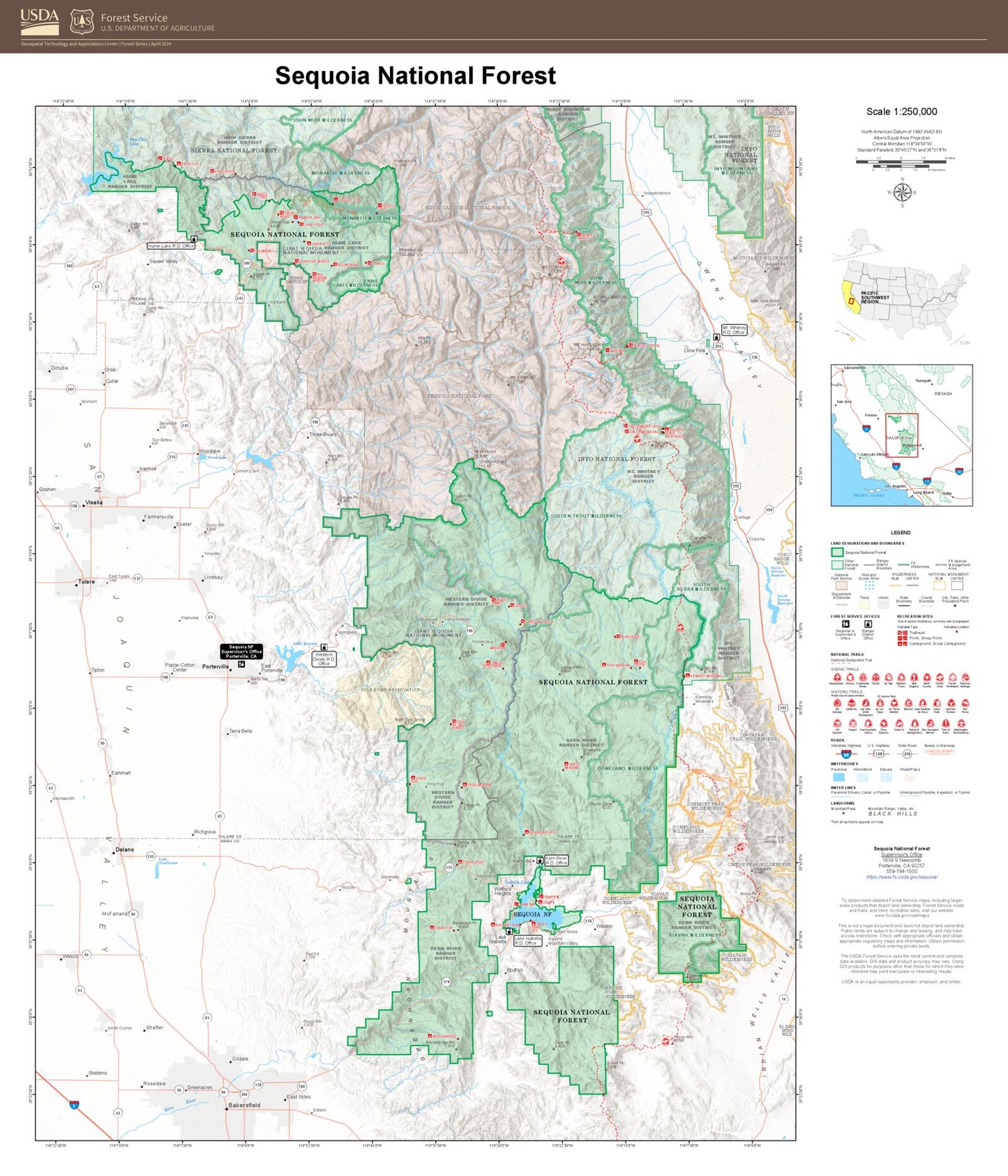 Sequoia National Forest Map