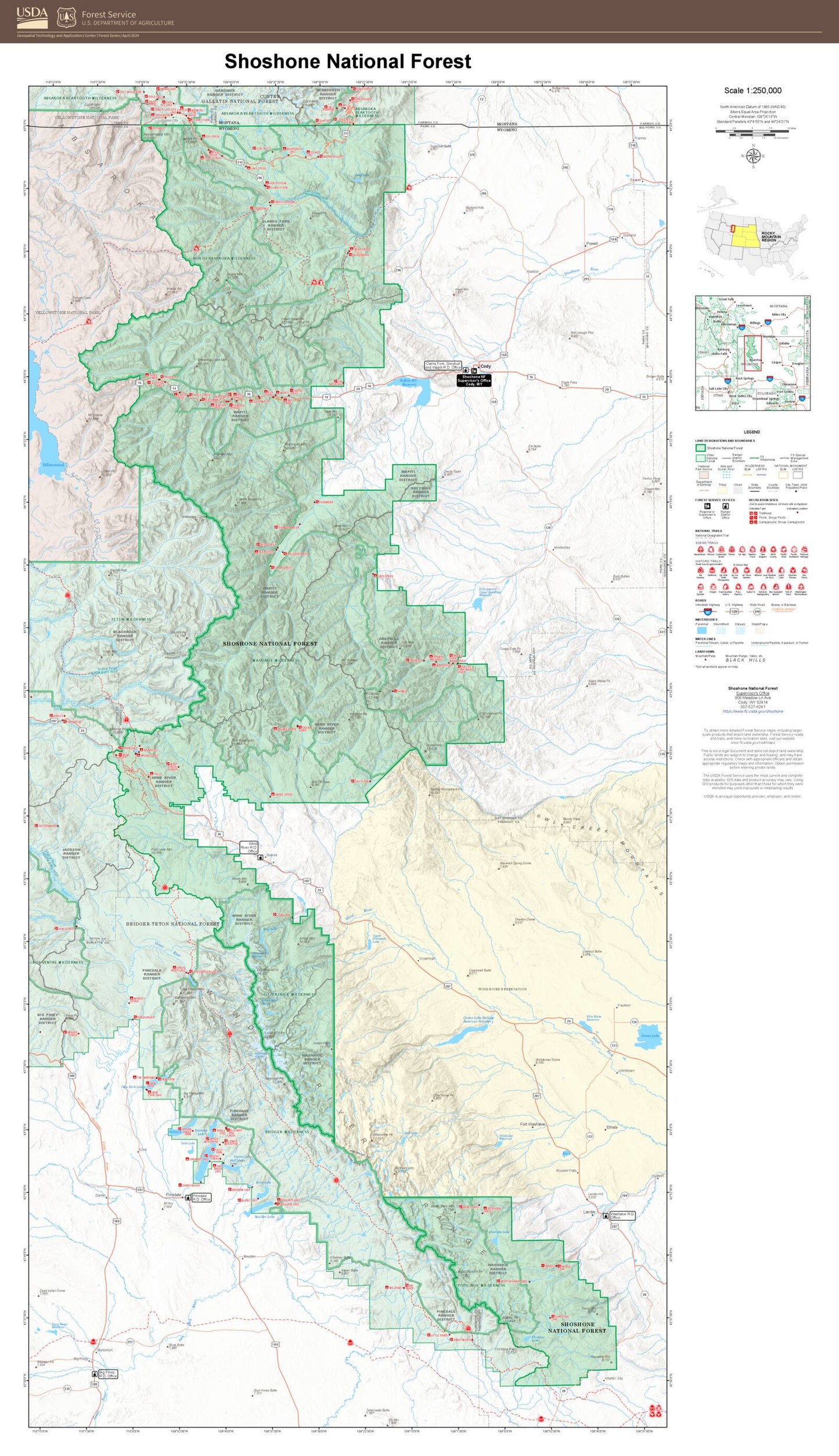 Shoshone National Forest Map