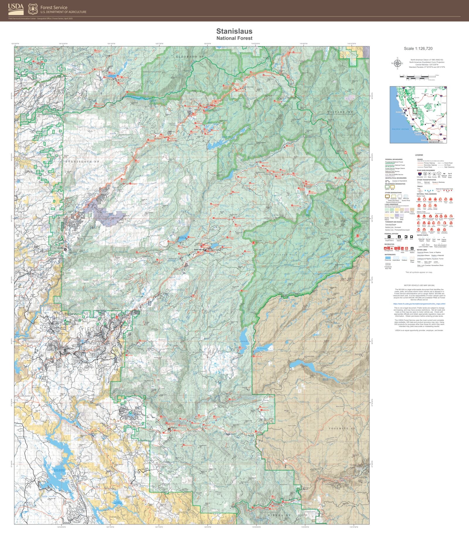 Stan State Tree Map Stanislaus National Forest Map – MyTopo Map Store