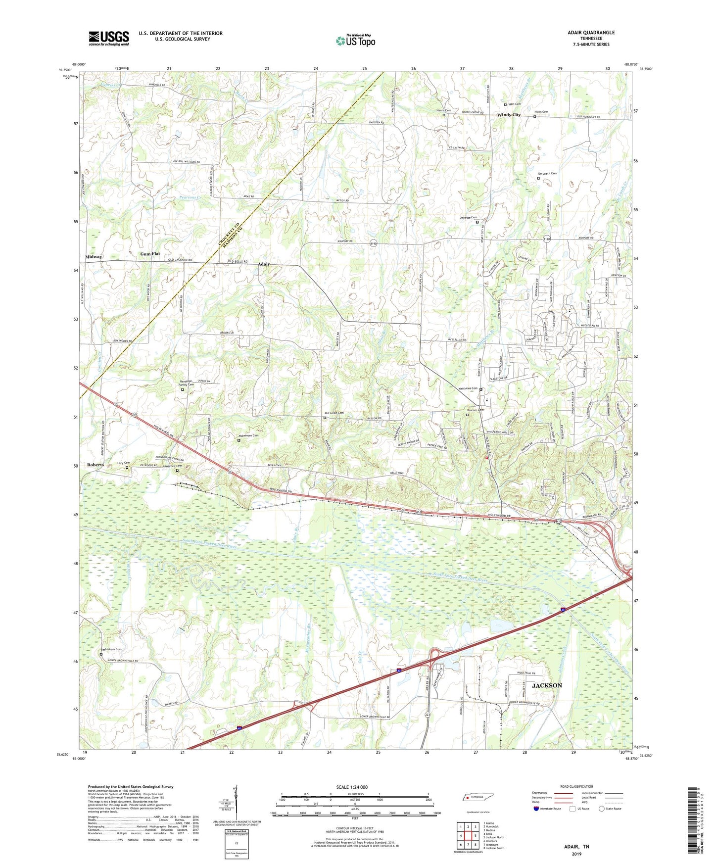 Adair Tennessee US Topo Map Image
