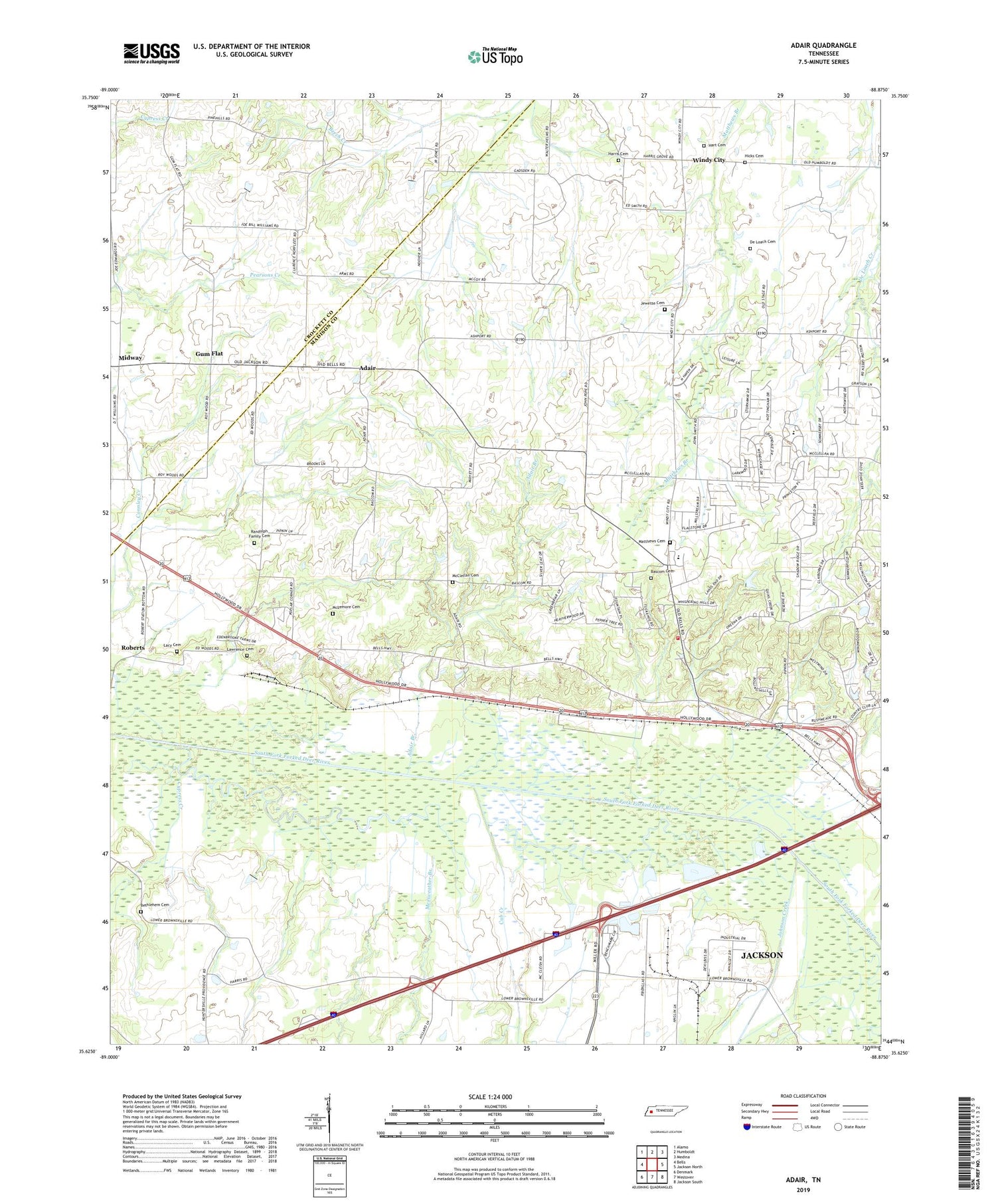 Adair Tennessee US Topo Map Image