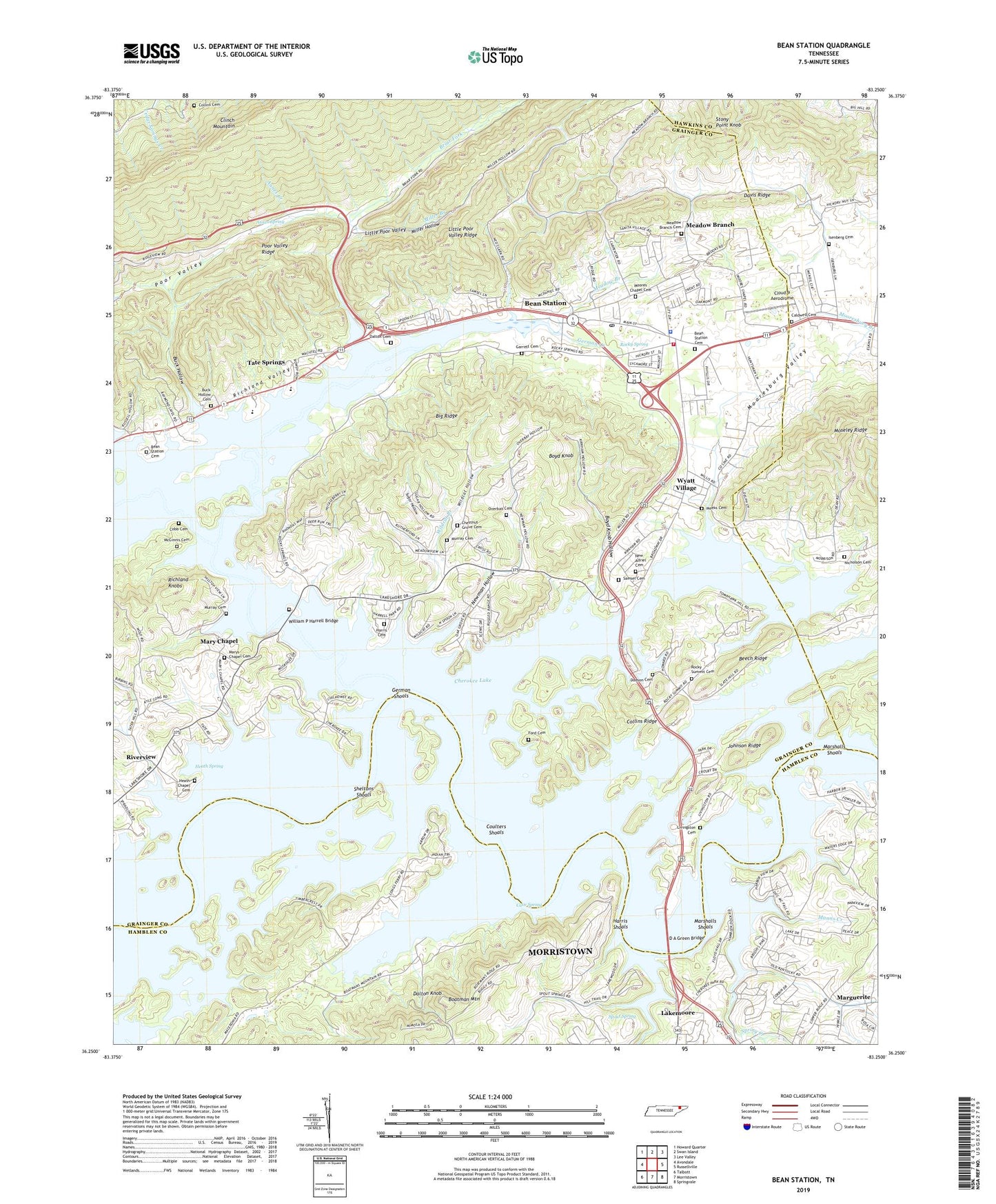 Bean Station Tennessee US Topo Map Image