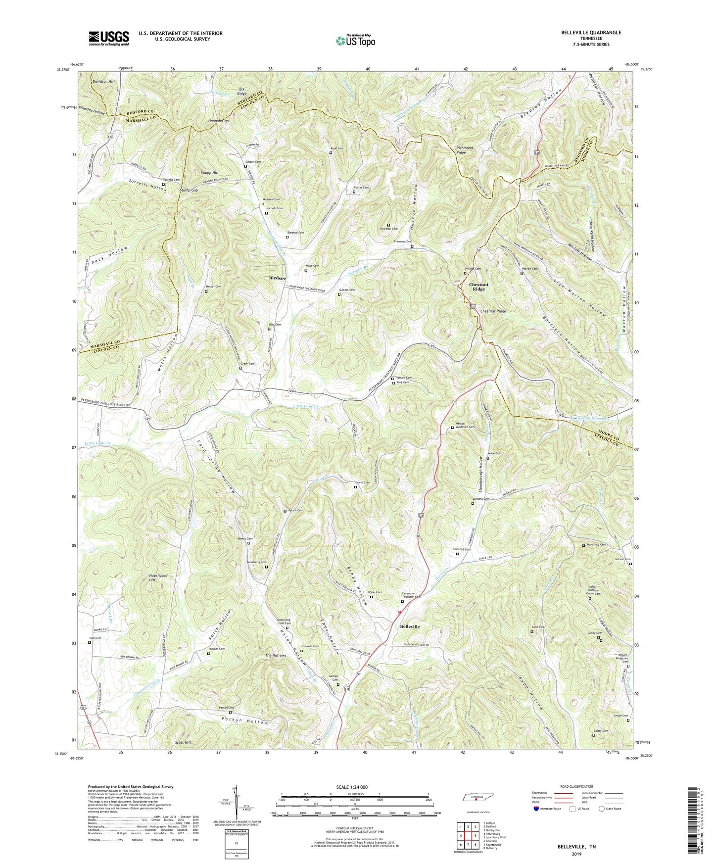 Belleville Tennessee US Topo Map Image