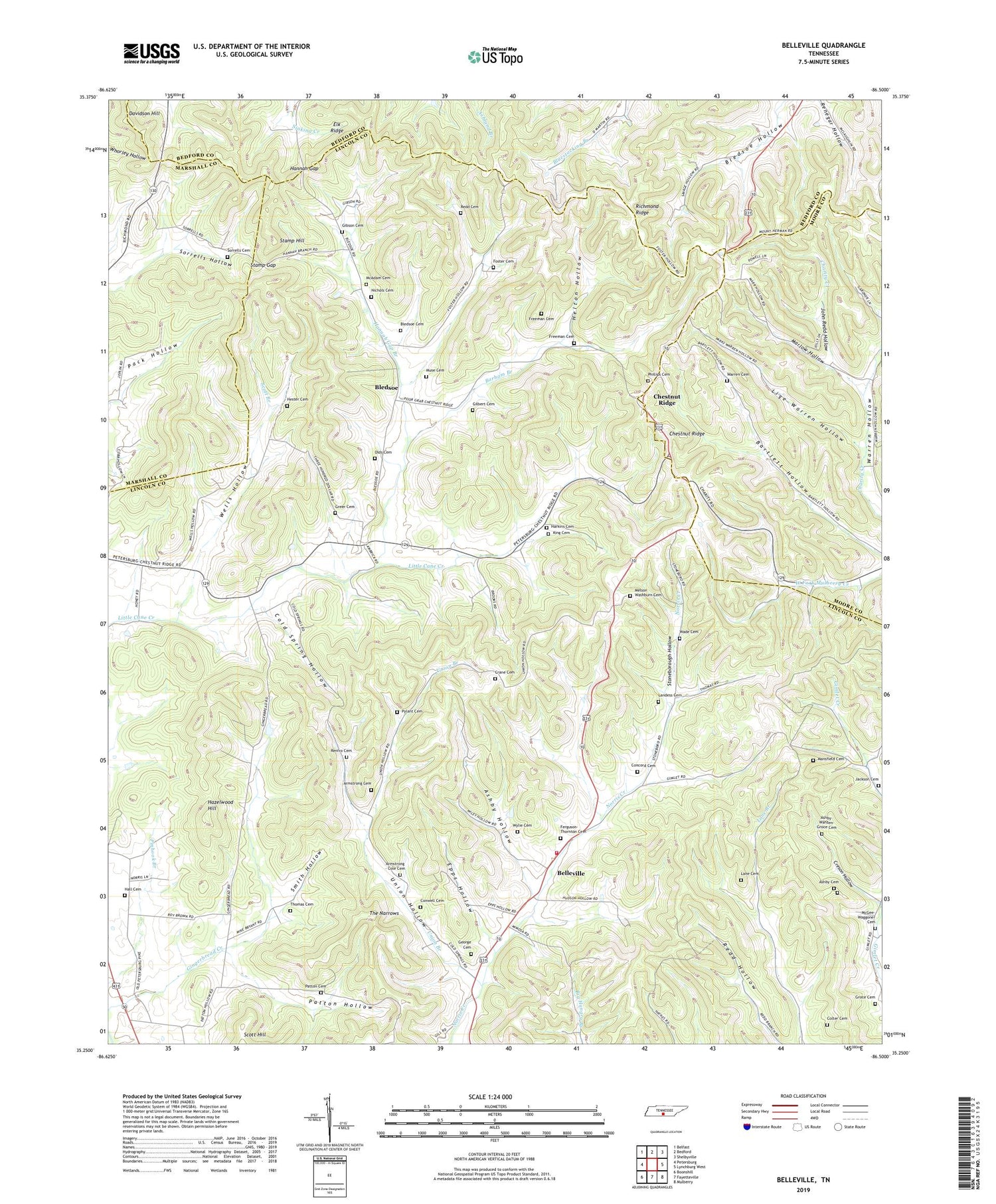 Belleville Tennessee US Topo Map Image