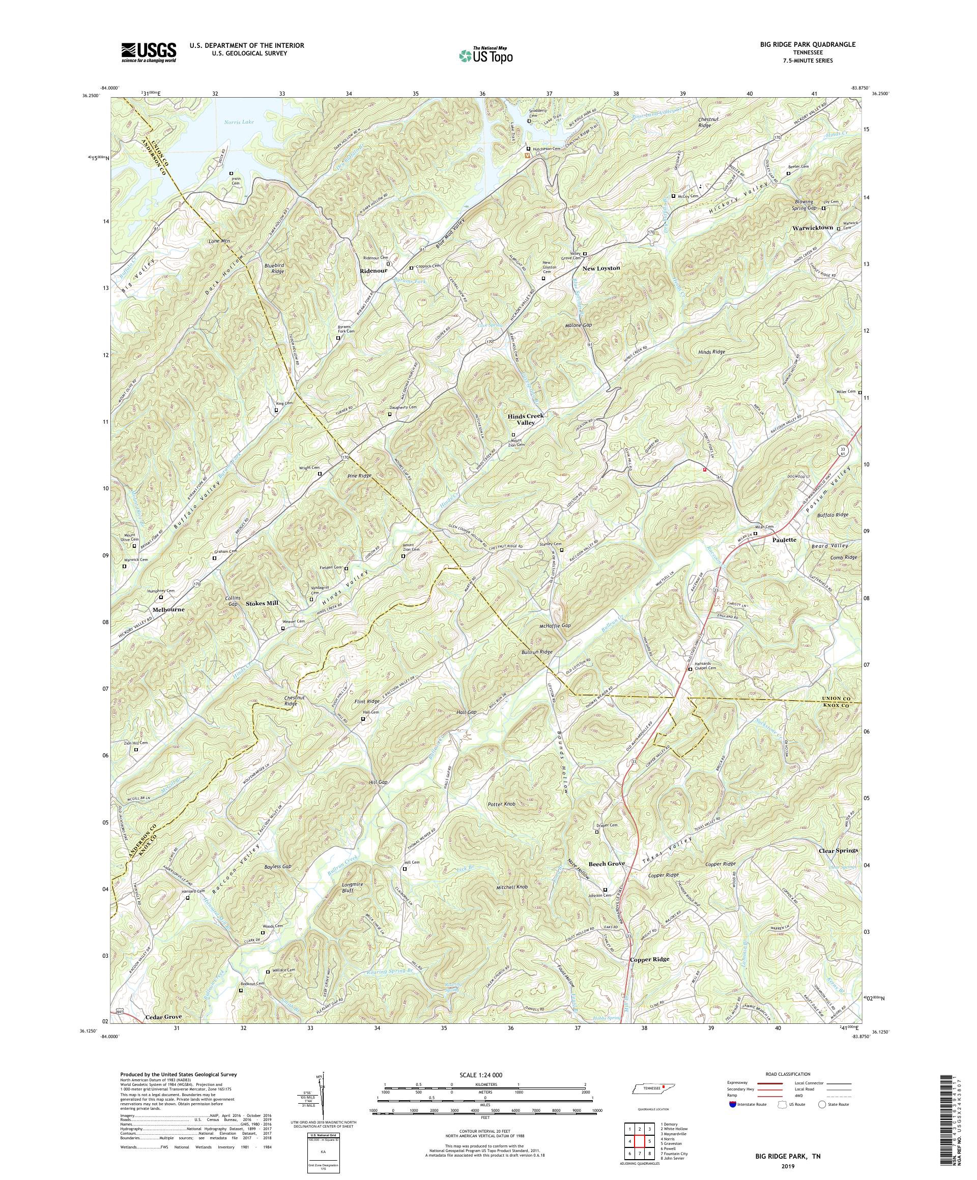 Big Ridge Park Tennessee US Topo Map – MyTopo Map Store