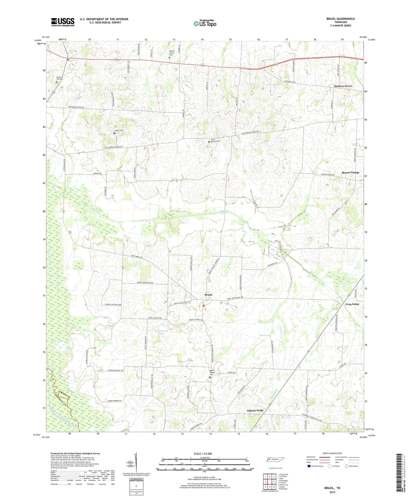 Brazil Tennessee US Topo Map Image