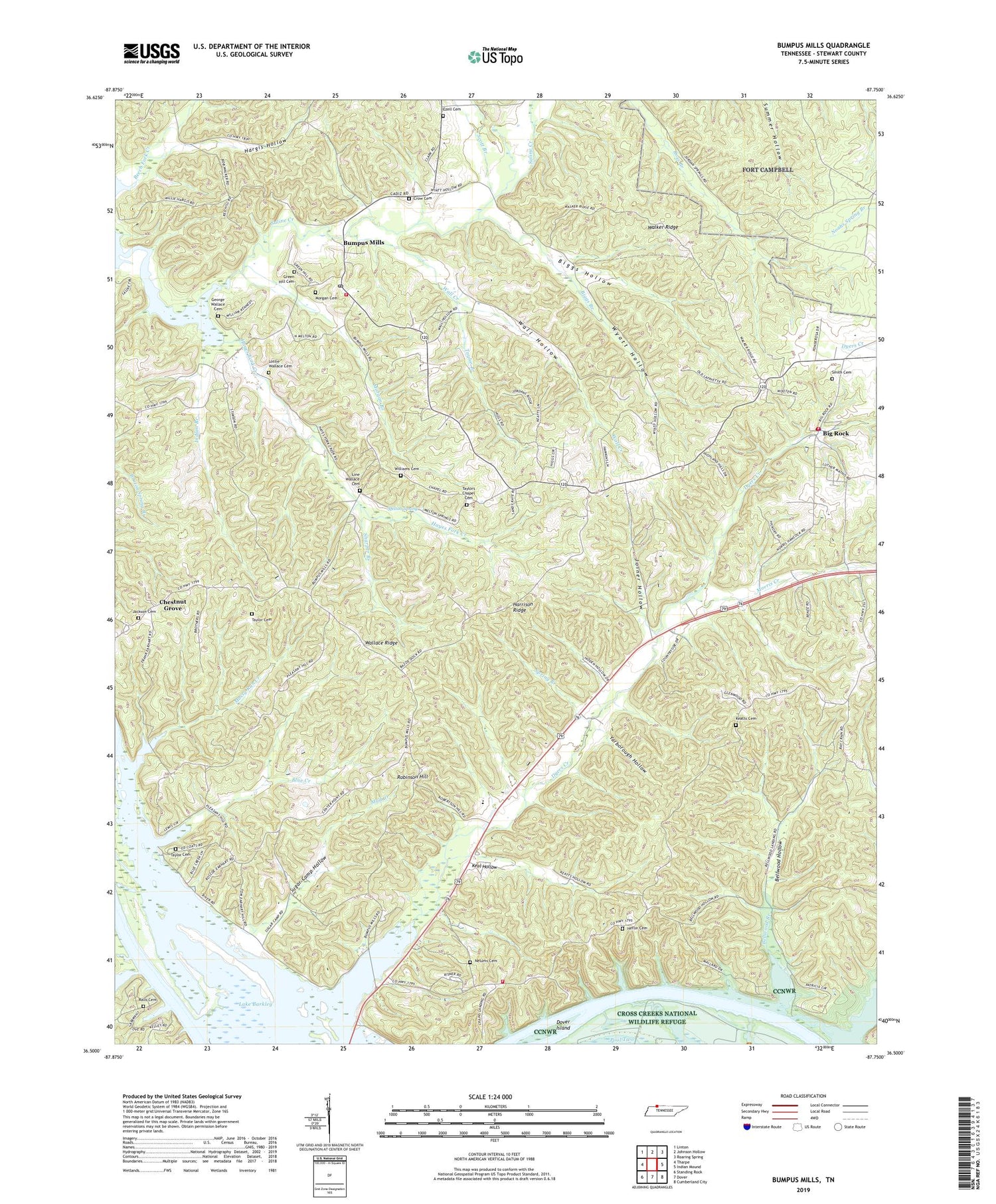 Bumpus Mills Tennessee US Topo Map Image