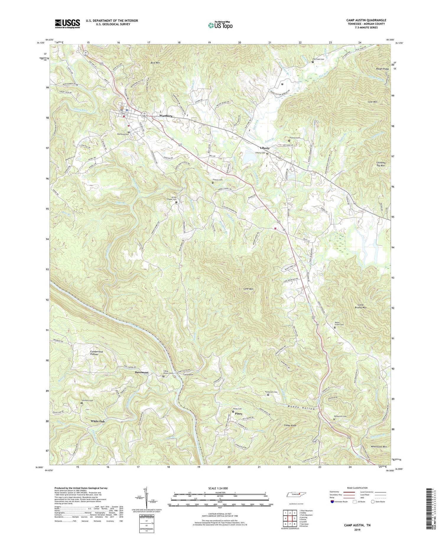 Camp Austin Tennessee US Topo Map Image