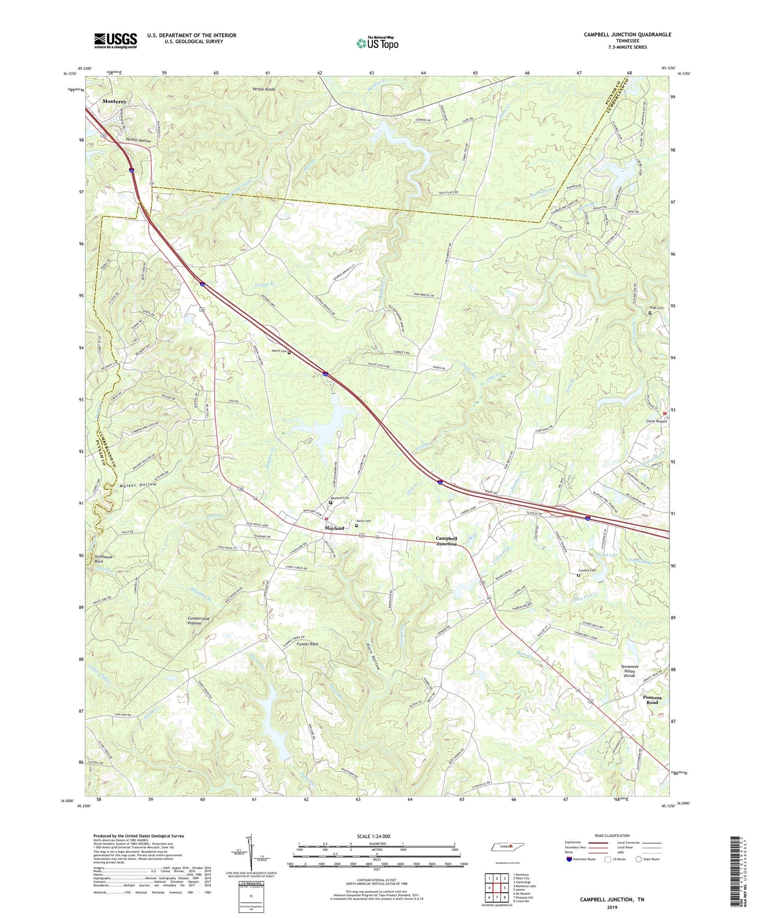 Campbell Junction Tennessee US Topo Map Image