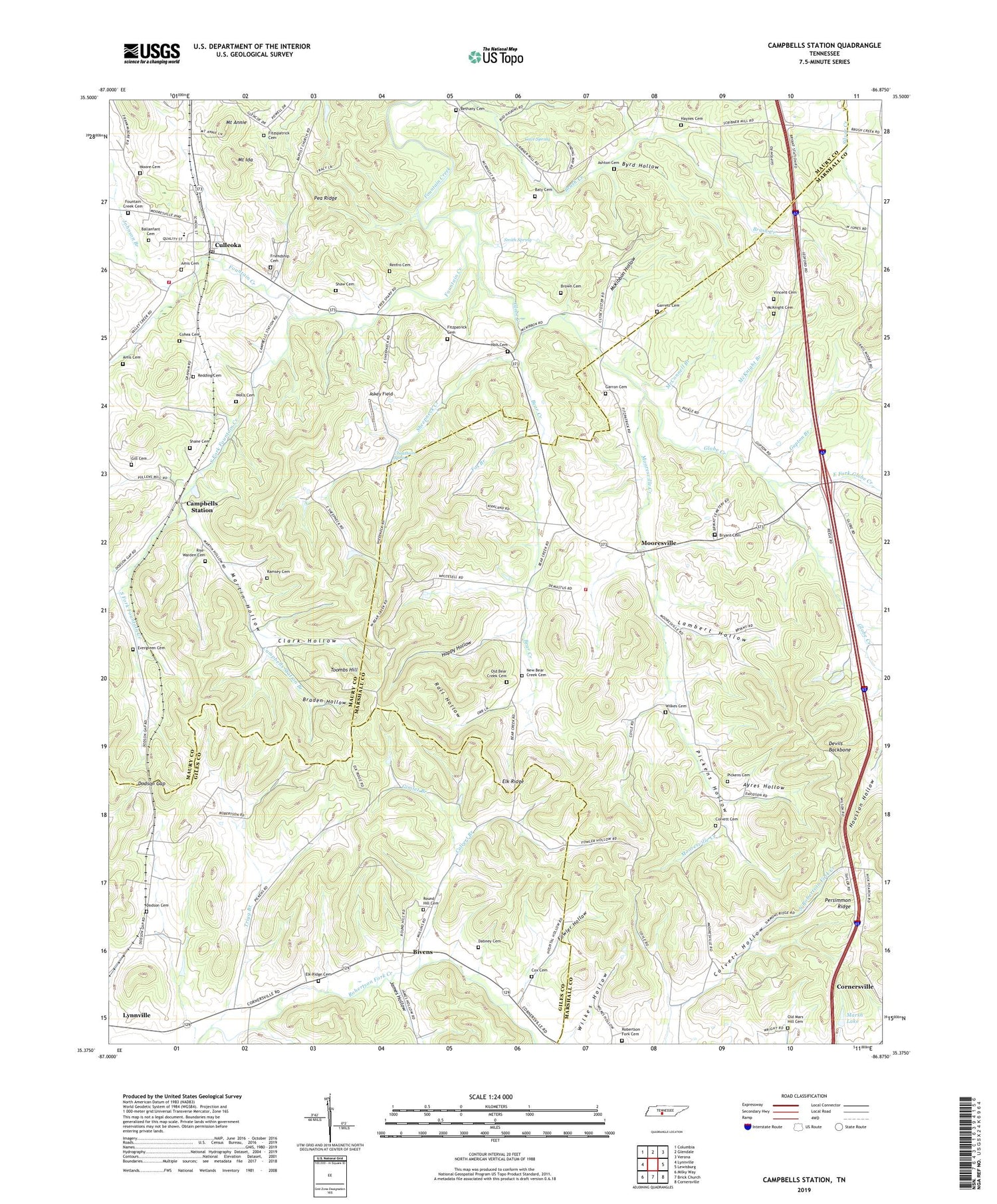 Campbells Station Tennessee US Topo Map Image