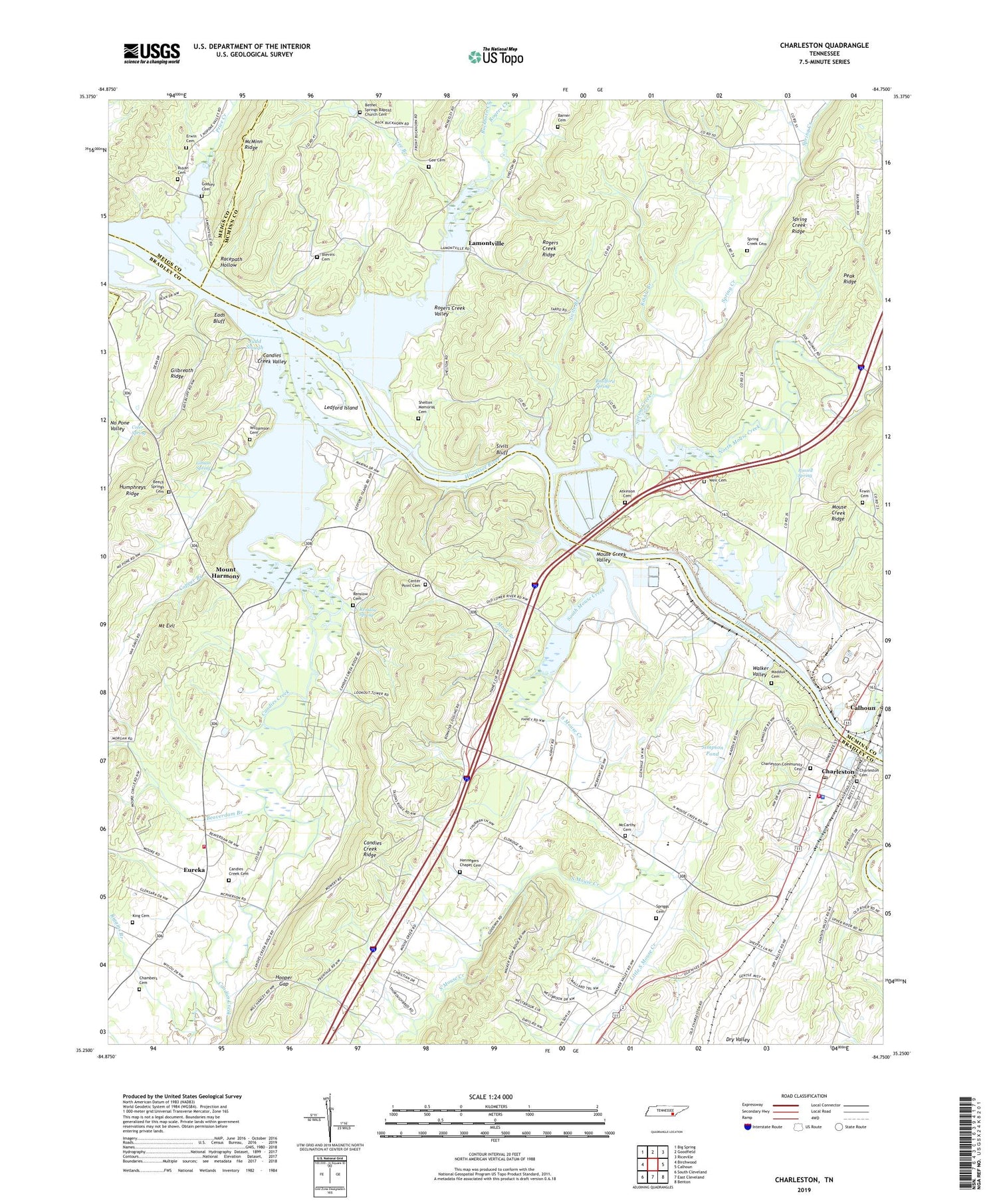 Charleston Tennessee US Topo Map Image