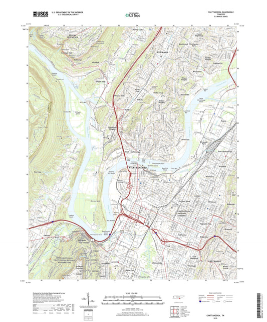 Chattanooga Tennessee US Topo Map Image