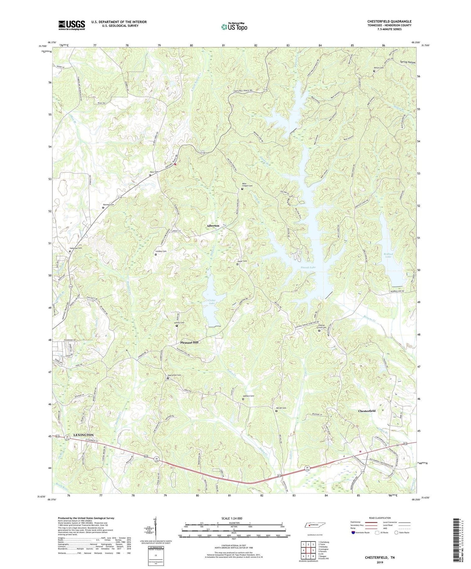 Chesterfield Tennessee US Topo Map Image