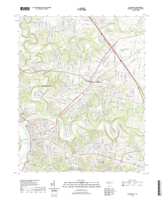Clarksville Tennessee US Topo Map Image