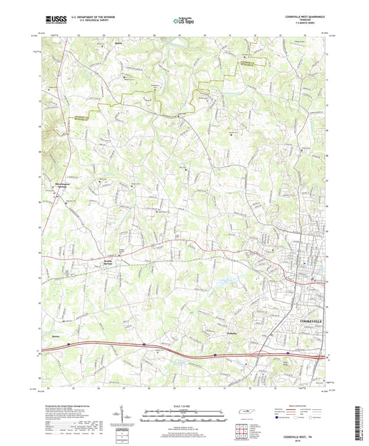 Cookeville West Tennessee US Topo Map Image
