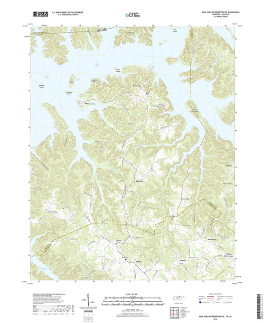 Dale Hollow Reservoir SE Tennessee US Topo Map Image