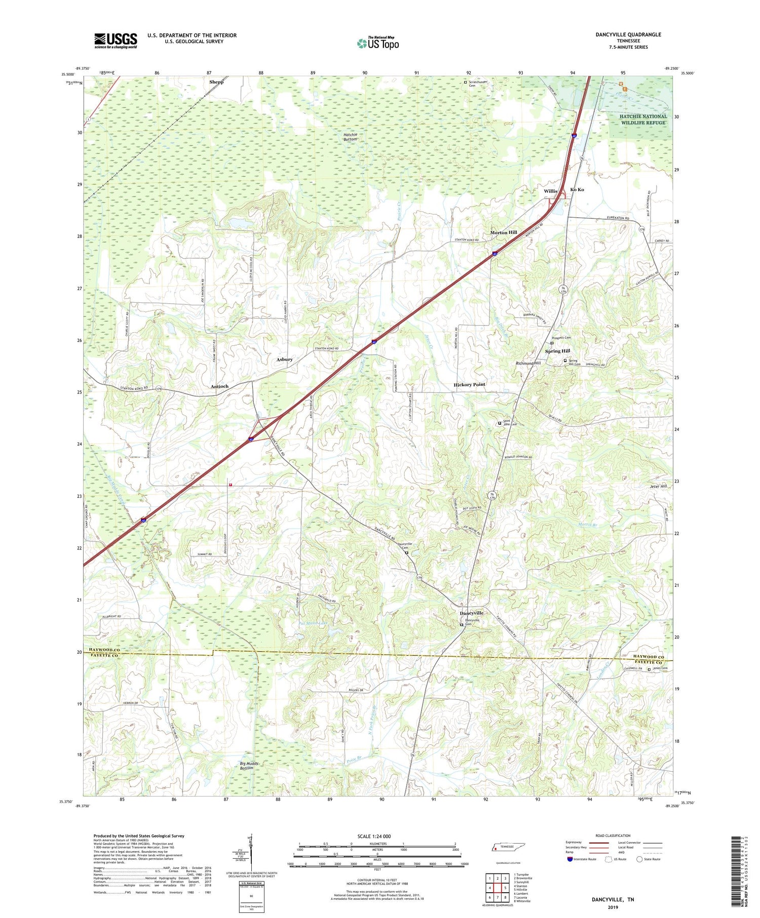Dancyville Tennessee US Topo Map Image