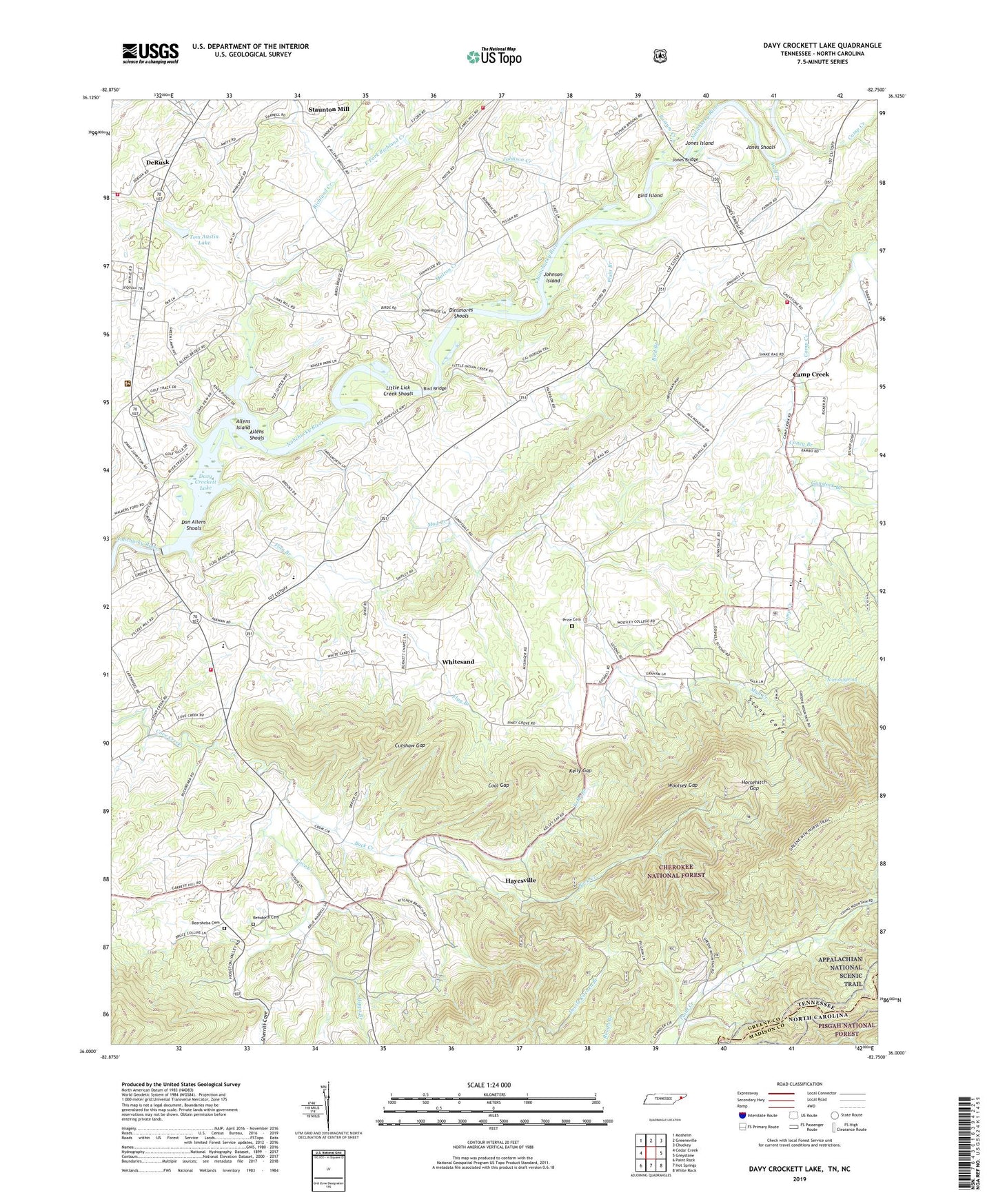Davy Crockett Lake Tennessee US Topo Map Image