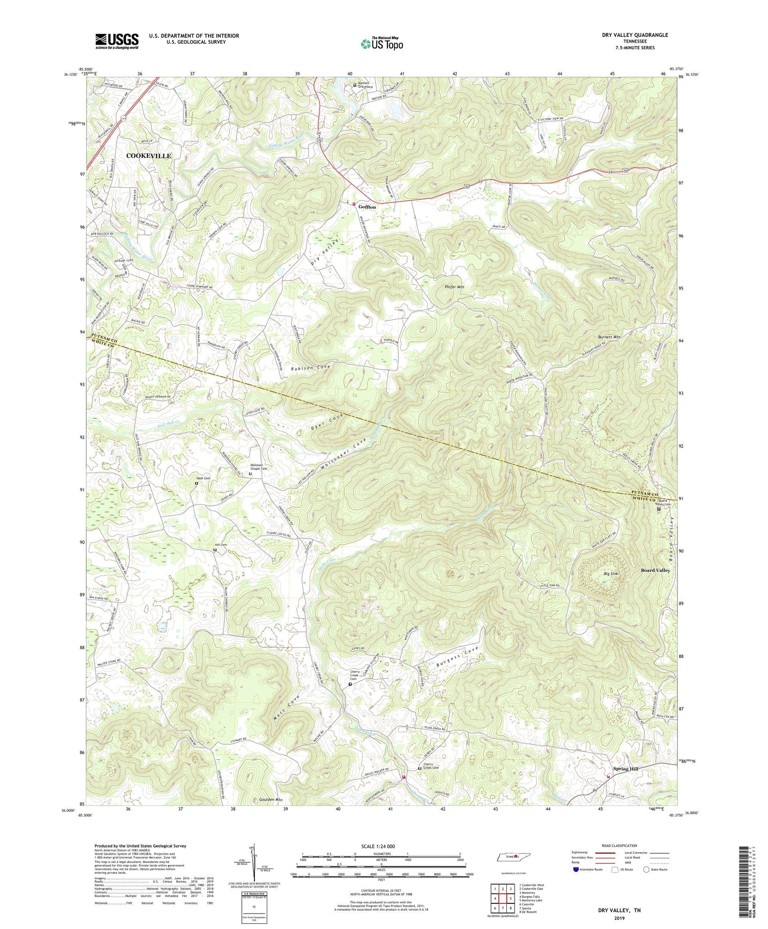 Dry Valley Tennessee US Topo Map Image