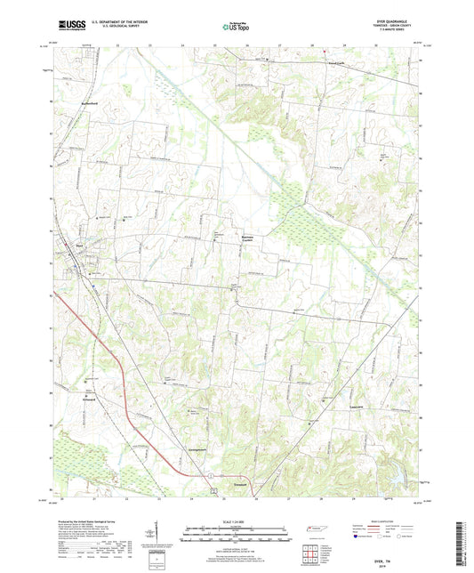 Dyer Tennessee US Topo Map Image