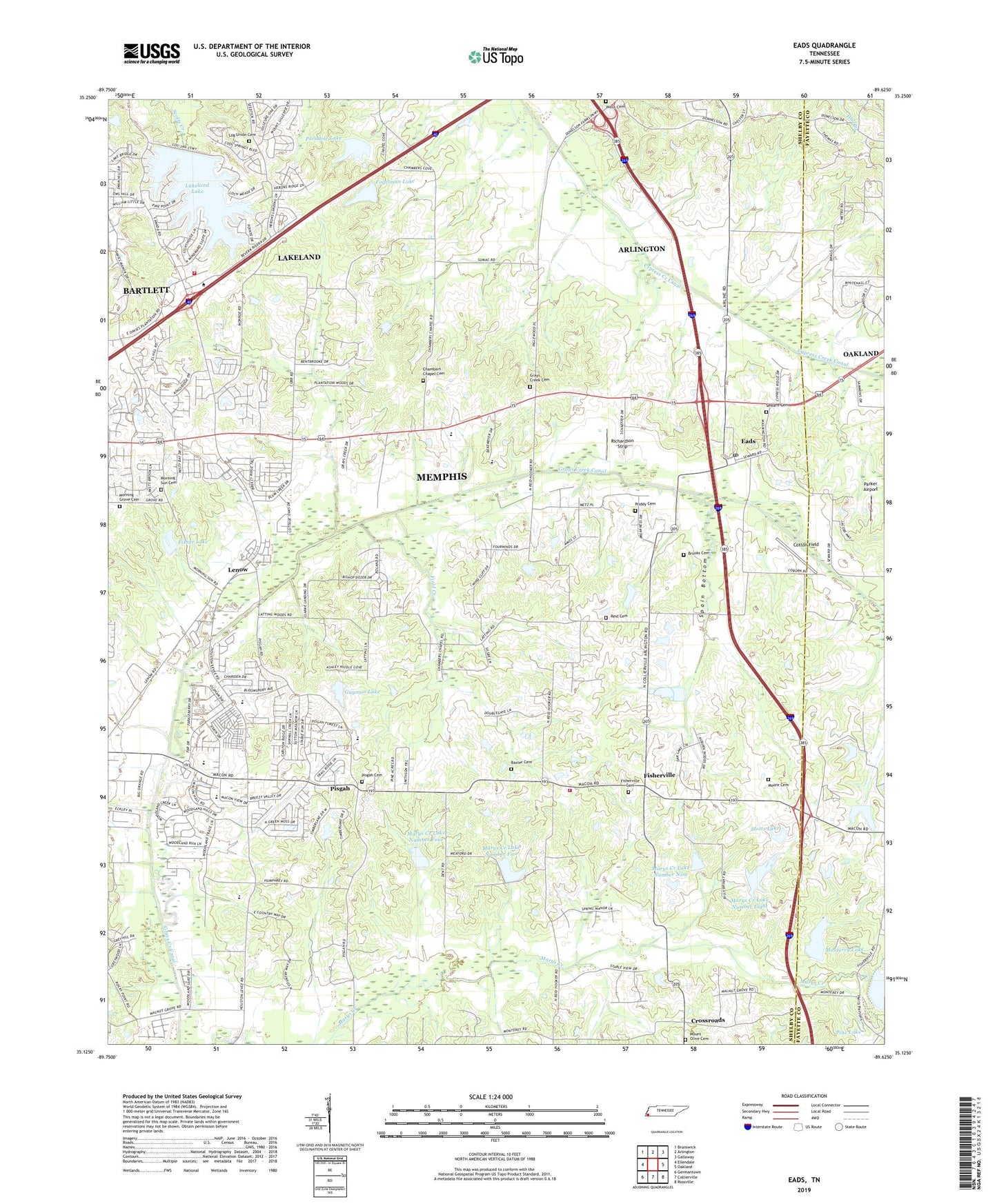 Eads Tennessee US Topo Map Image