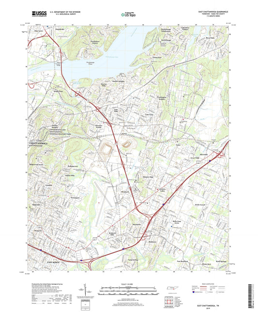 East Chattanooga Tennessee US Topo Map Image