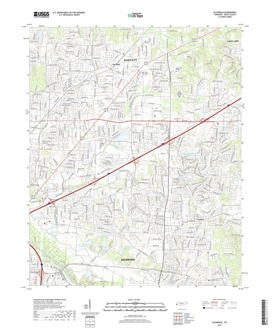 Ellendale Tennessee US Topo Map Image