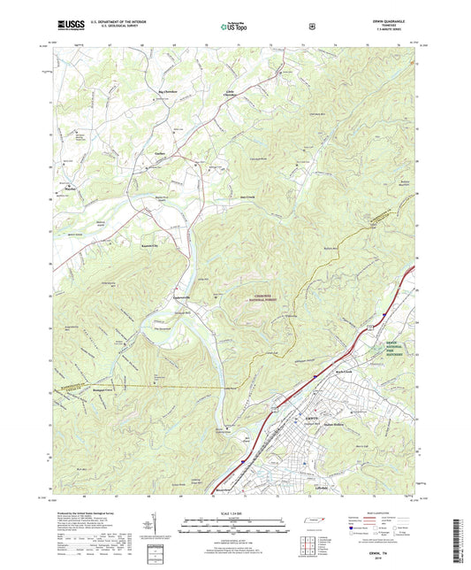 Erwin Tennessee US Topo Map Image
