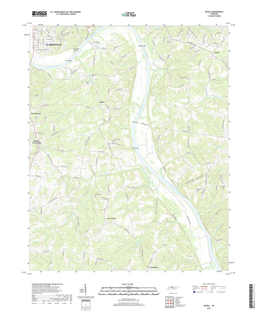Excell Tennessee US Topo Map Image