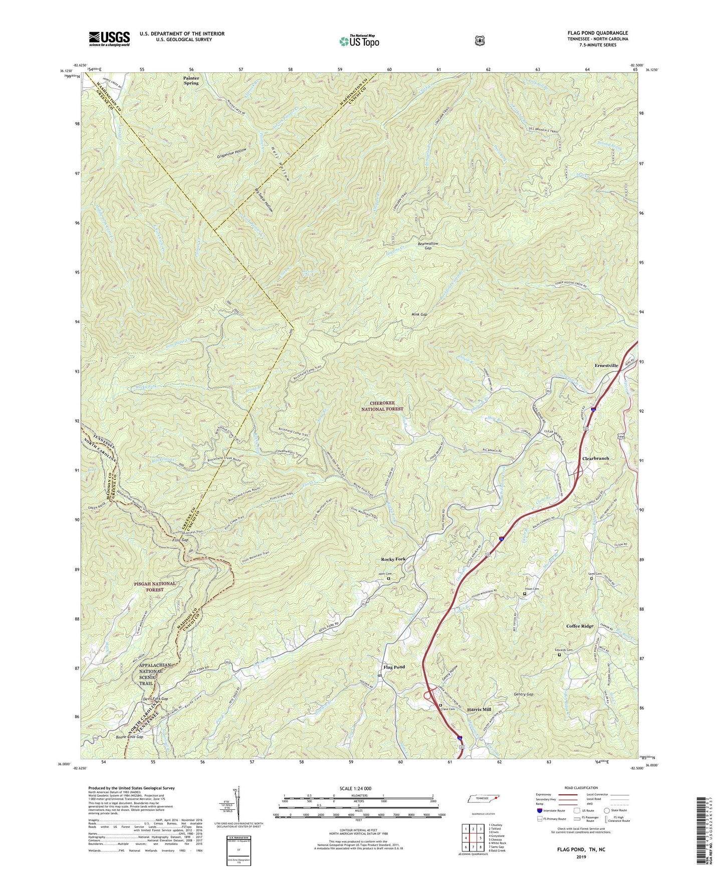 Flag Pond Tennessee US Topo Map Image