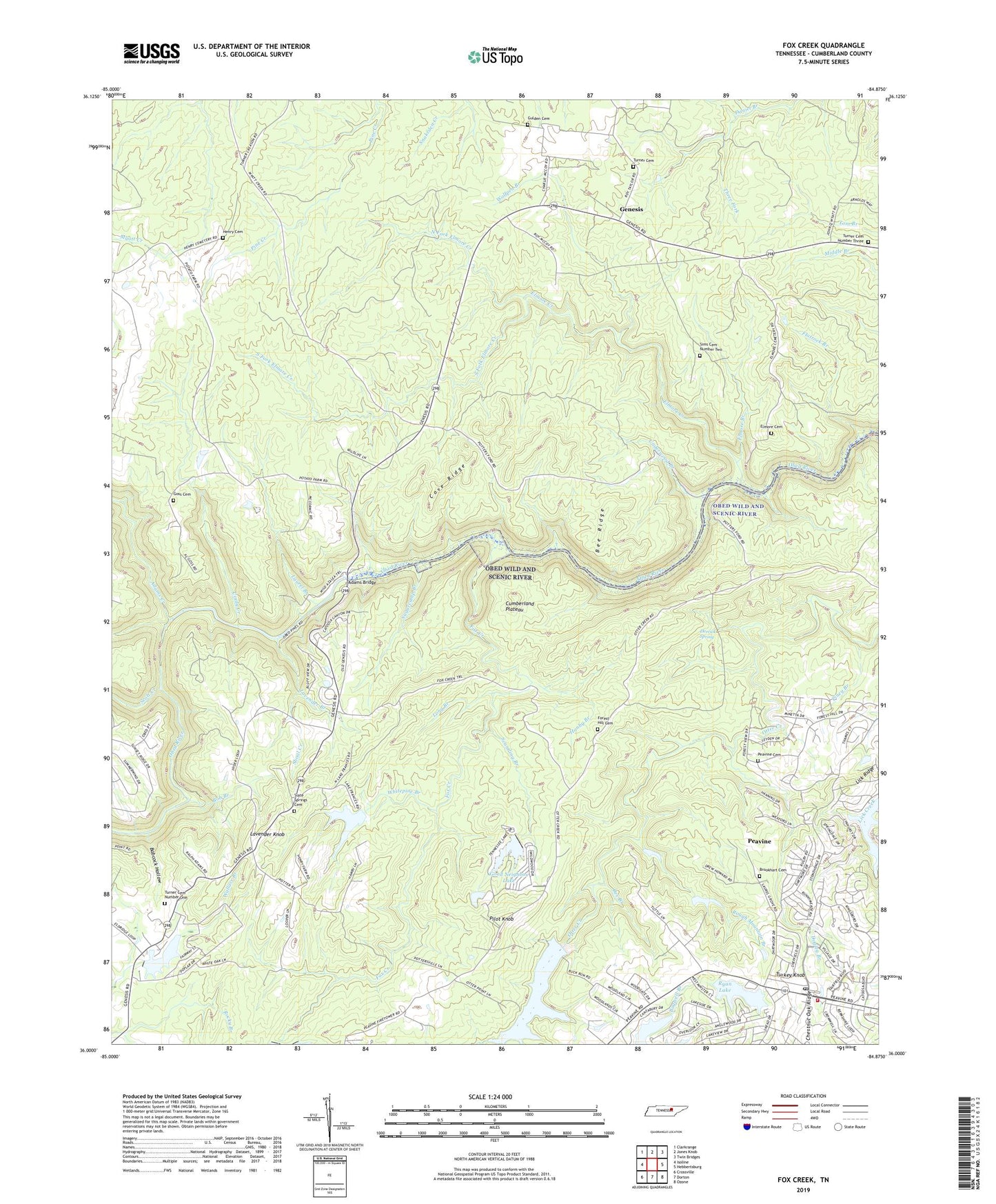 Fox Creek Tennessee US Topo Map Image