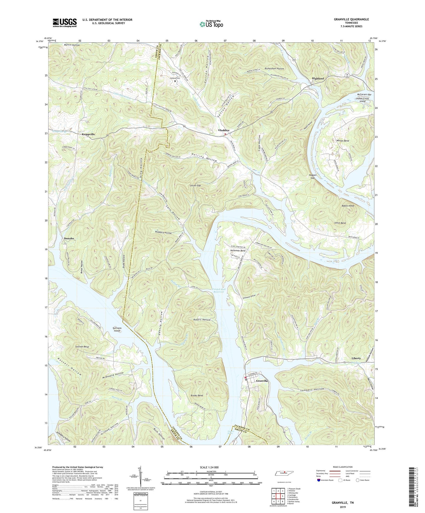 Granville Tennessee US Topo Map Image