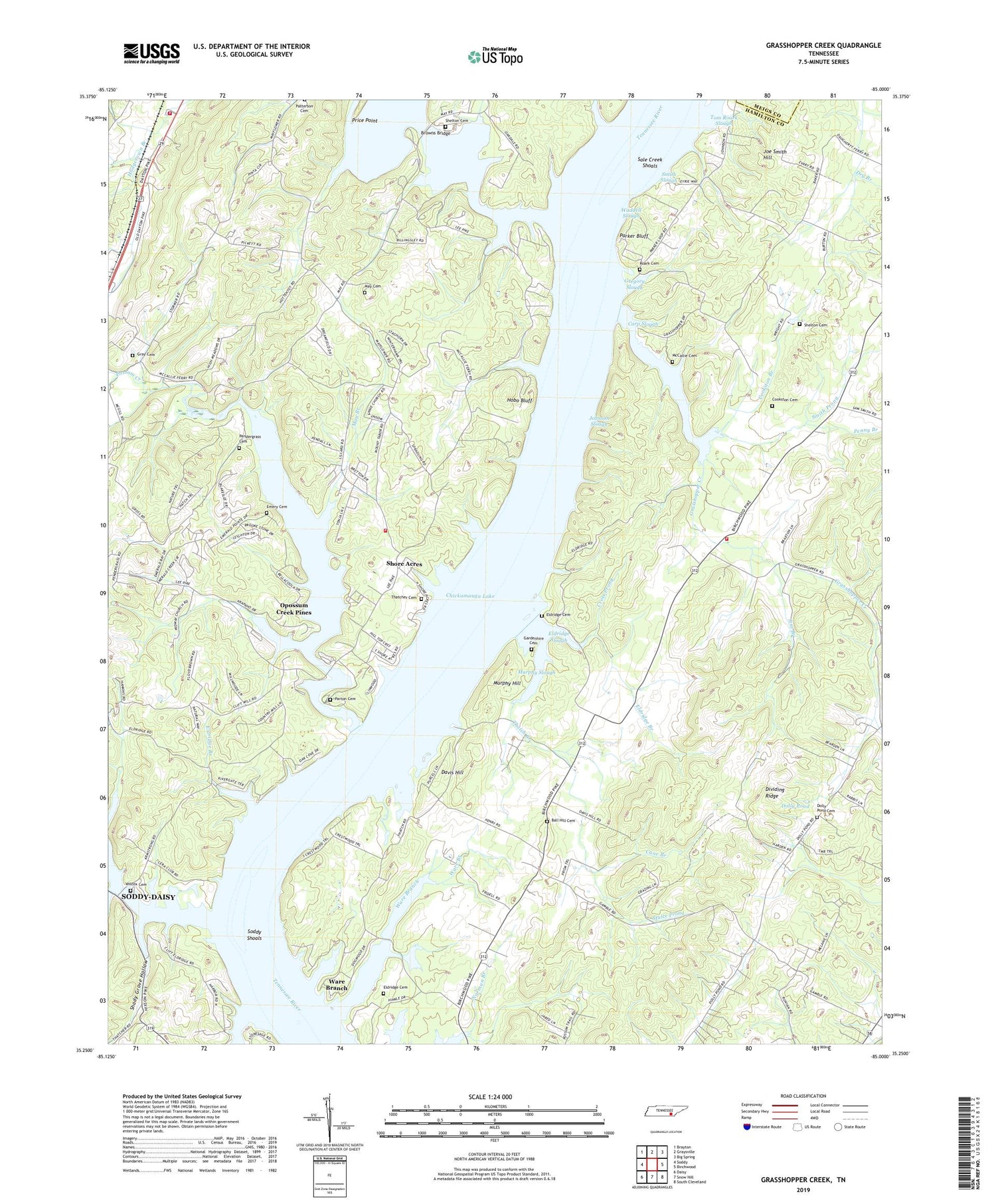 Grasshopper Creek Tennessee US Topo Map Image