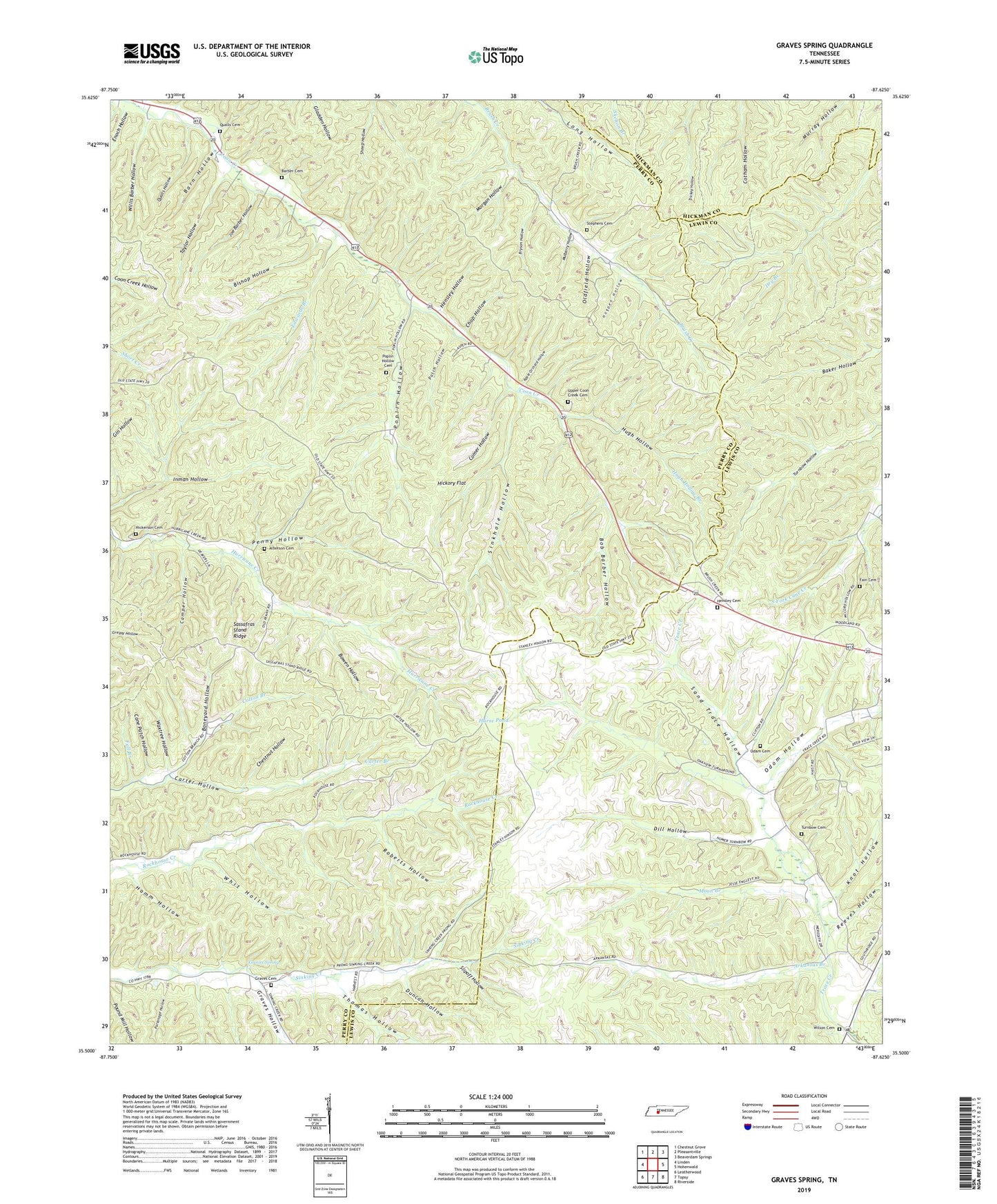 Graves Spring Tennessee US Topo Map Image