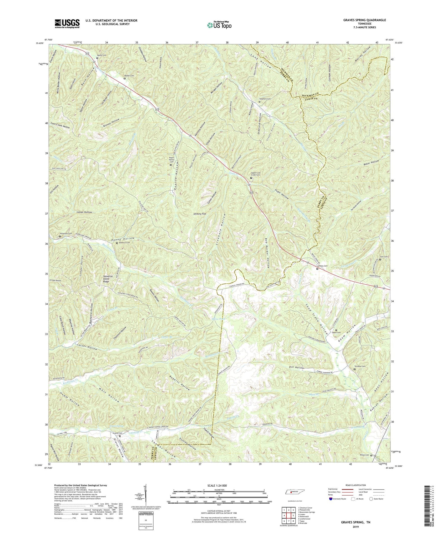Graves Spring Tennessee US Topo Map Image