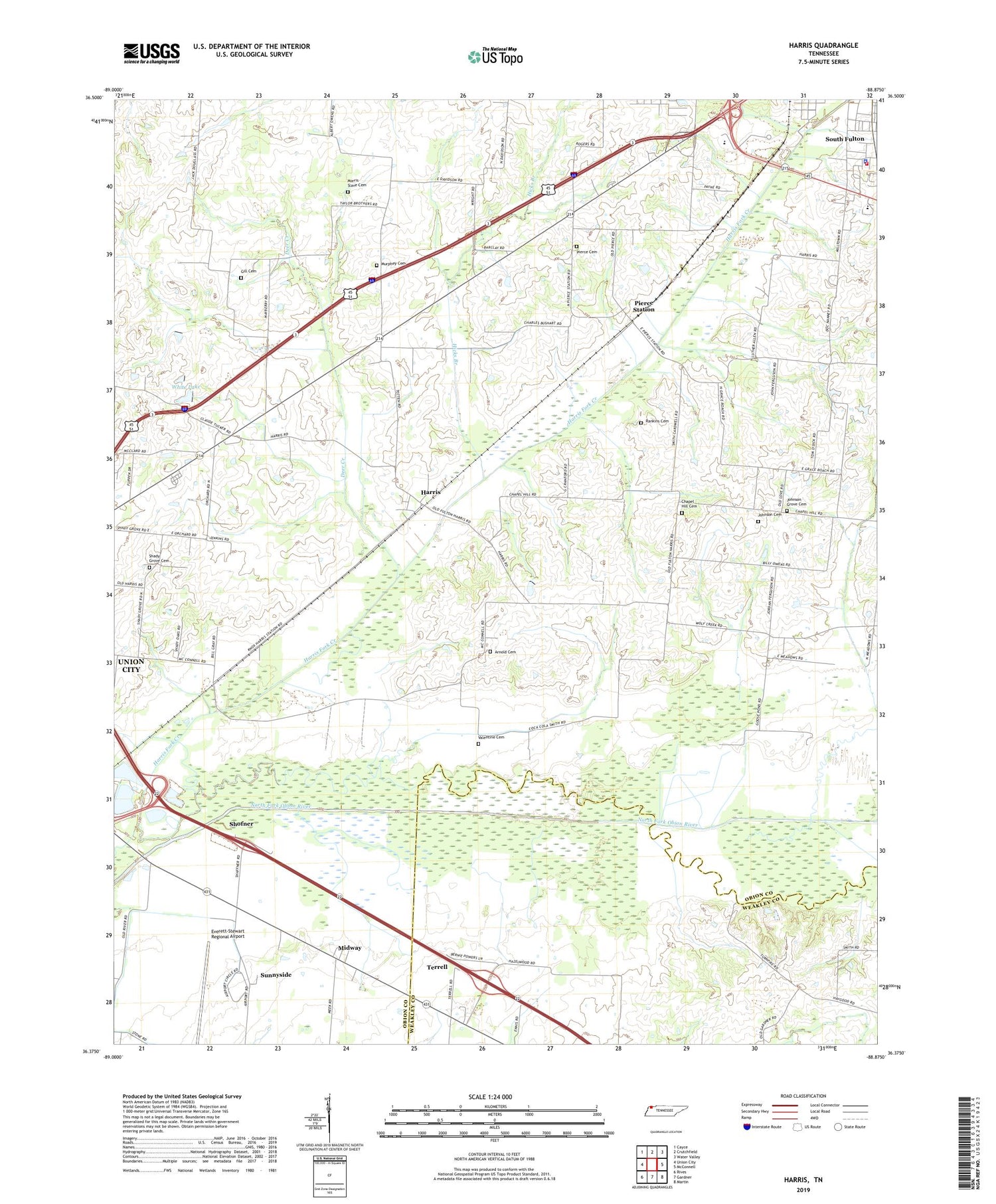 Harris Tennessee US Topo Map Image