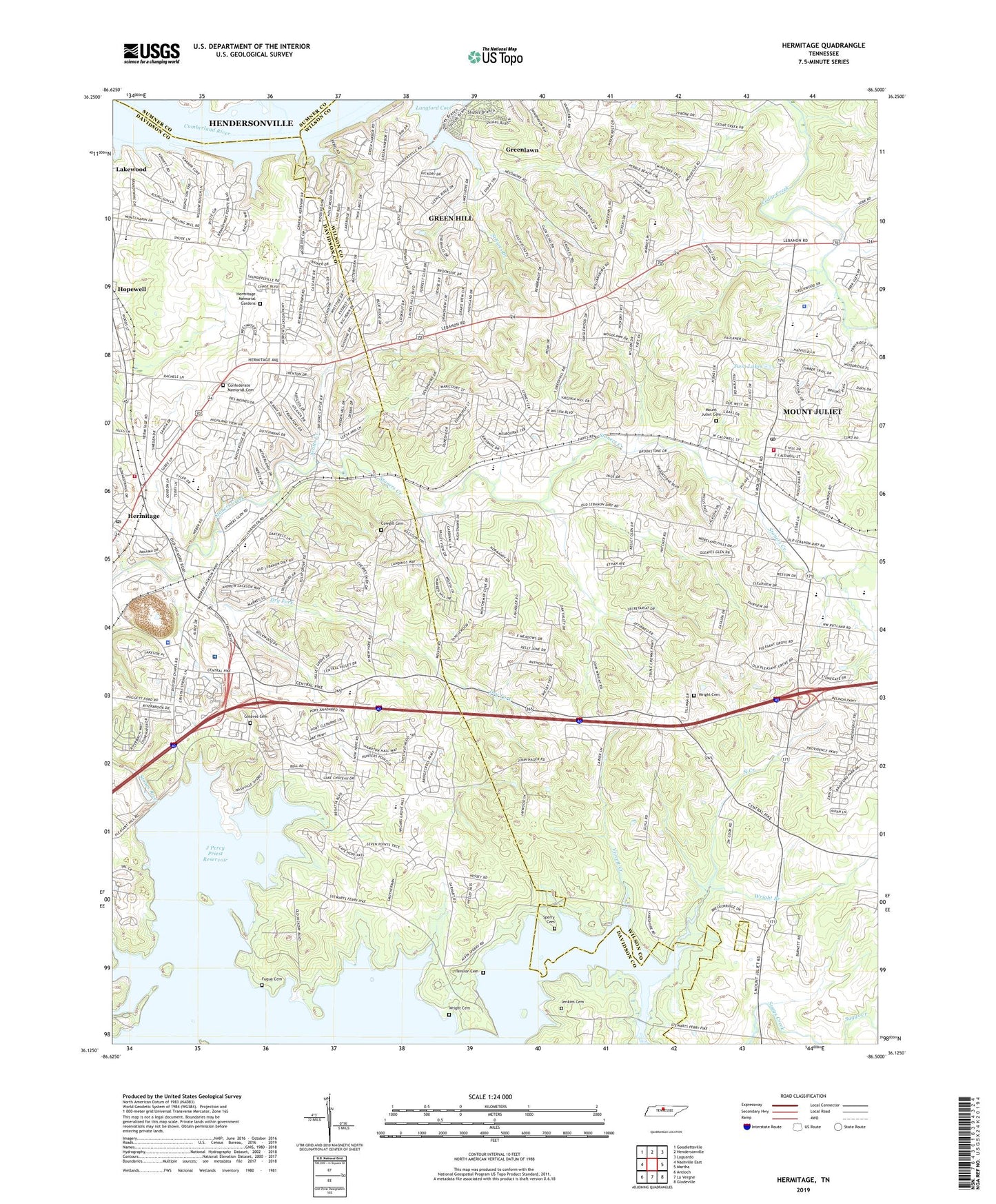 Hermitage Tennessee US Topo Map Image