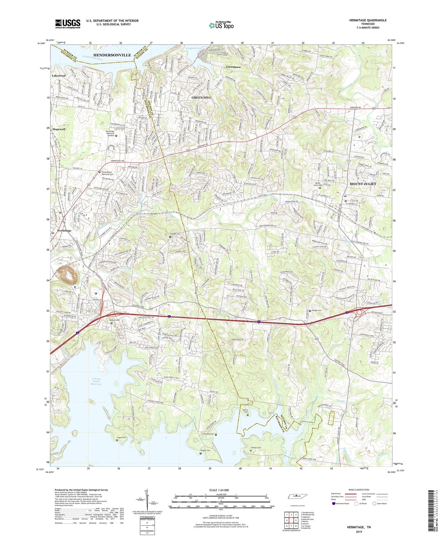 Hermitage Tennessee US Topo Map Image