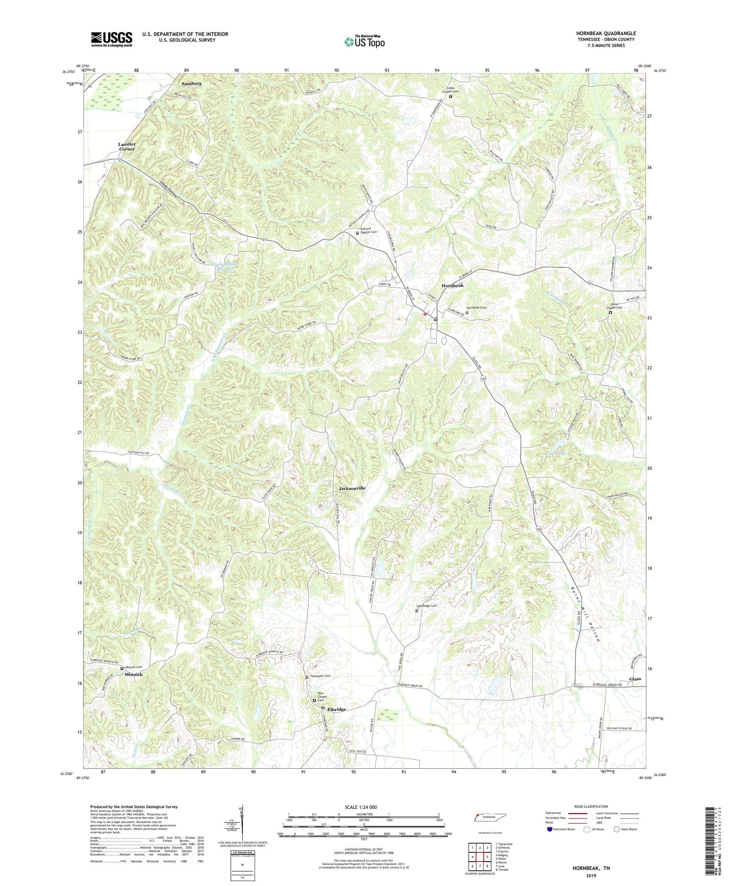 Hornbeak Tennessee US Topo Map Image