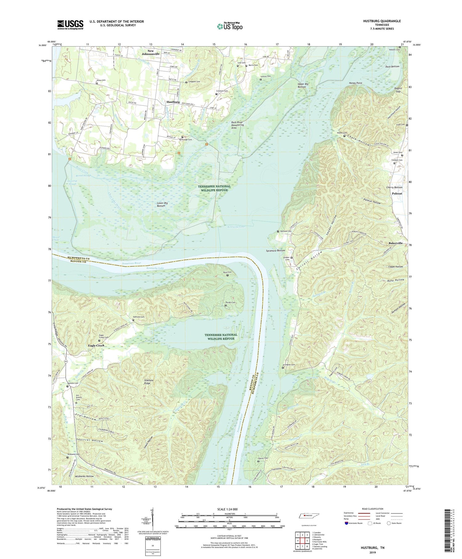 Hustburg Tennessee US Topo Map Image