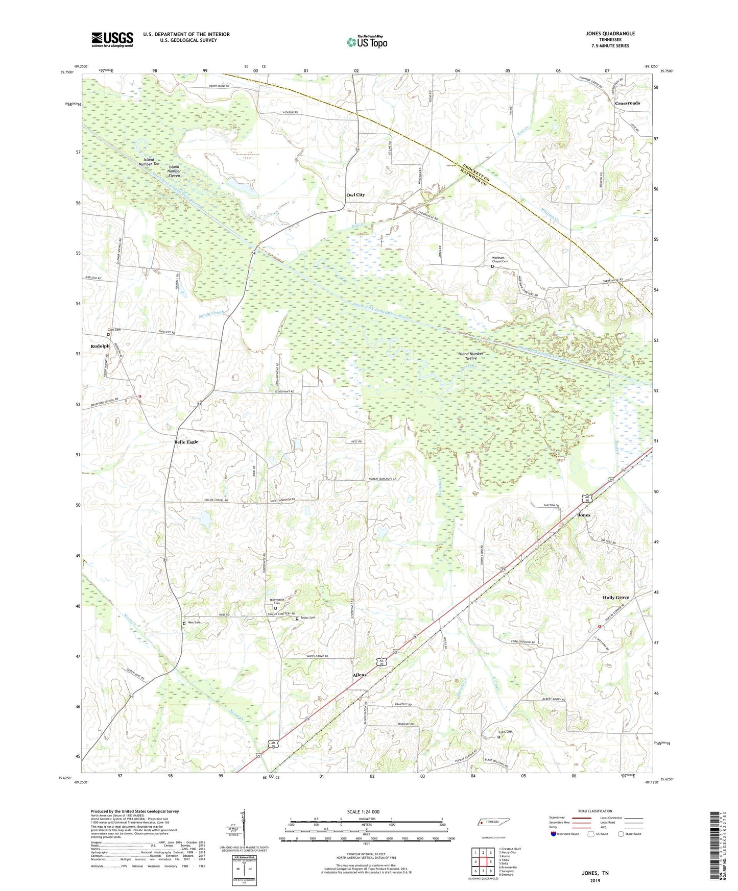 Jones Tennessee US Topo Map Image