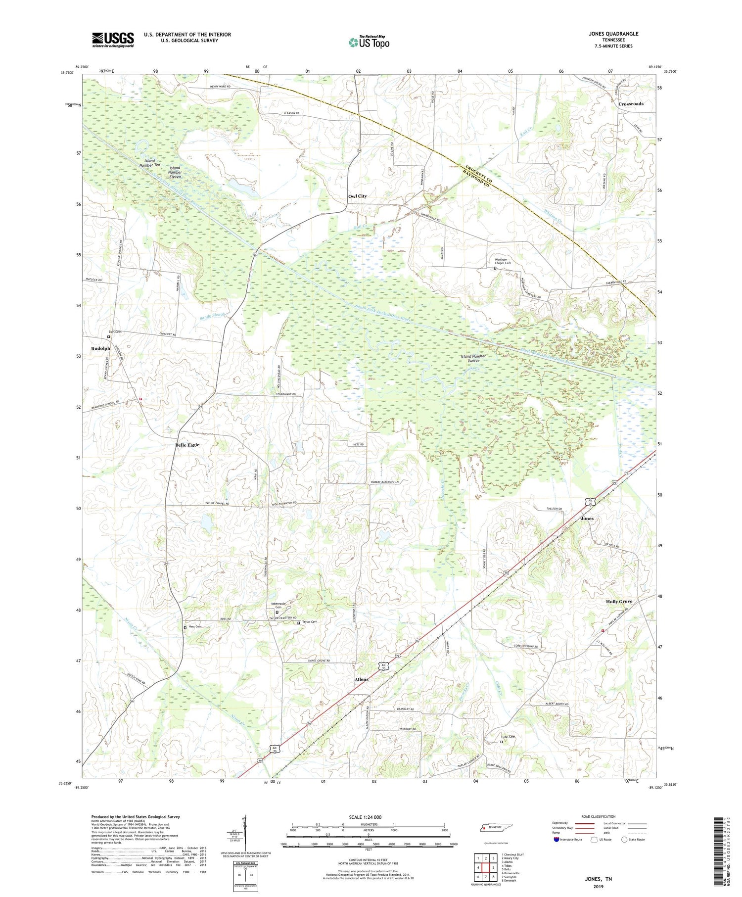 Jones Tennessee US Topo Map Image