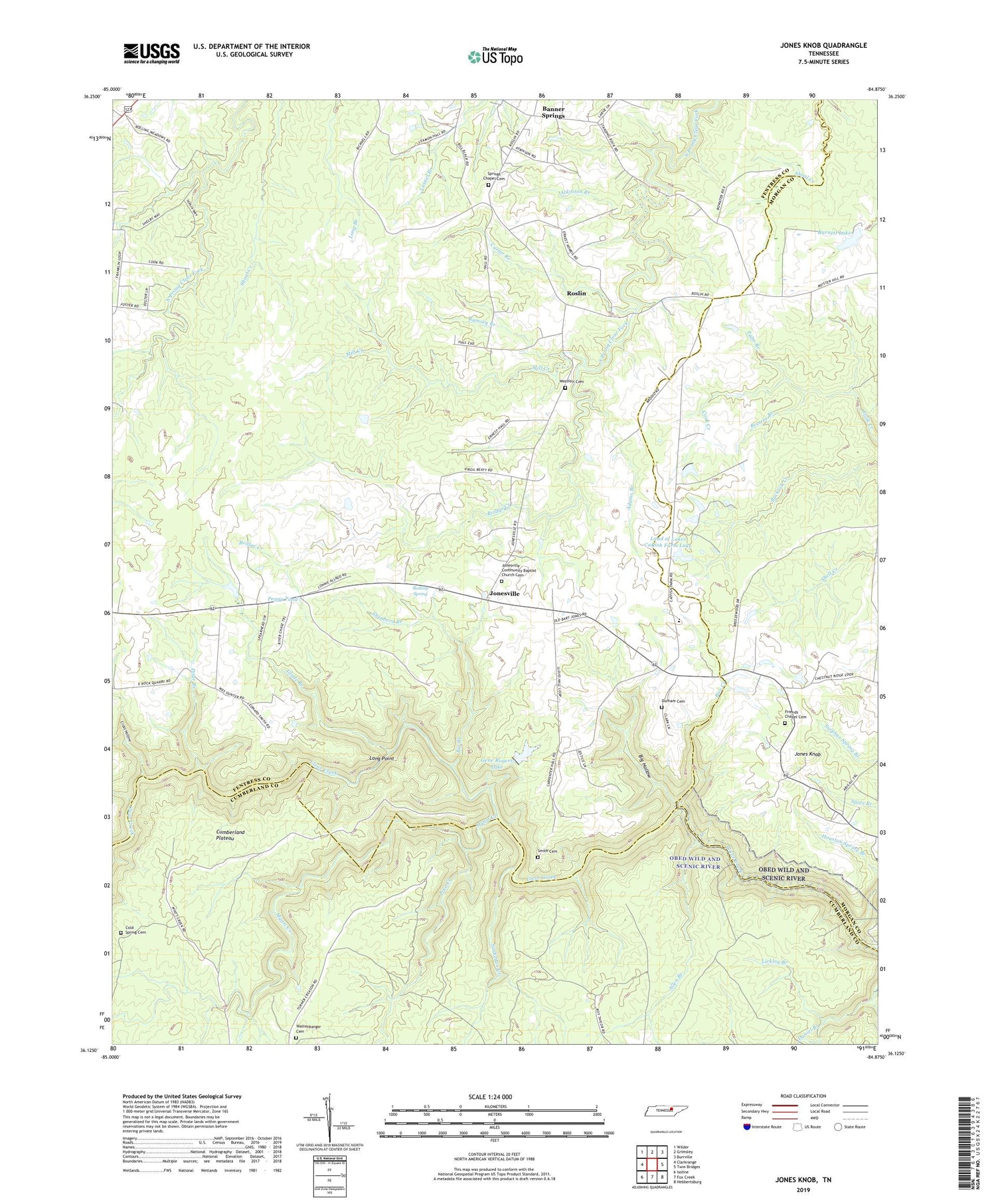 Jones Knob Tennessee US Topo Map Image