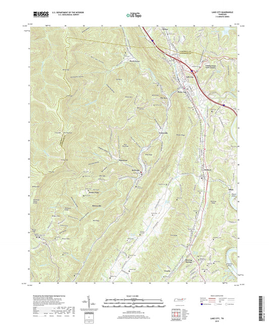 Lake City Tennessee US Topo Map Image