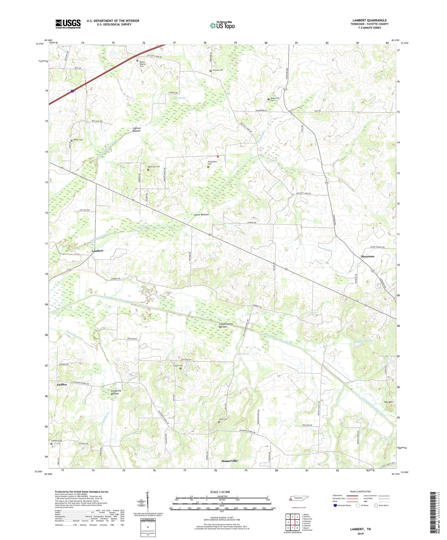 Lambert Tennessee US Topo Map Image