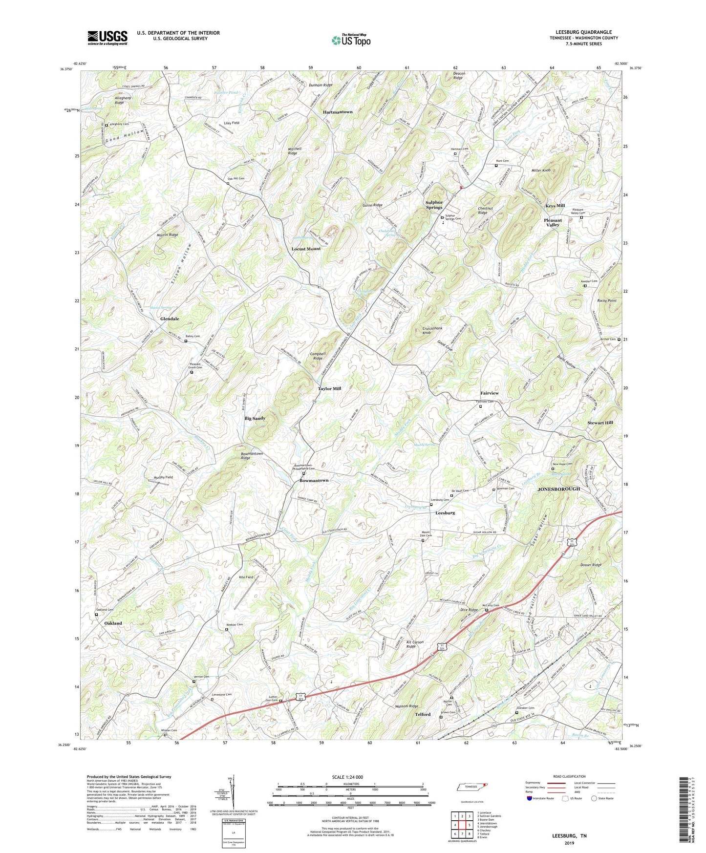 Leesburg Tennessee US Topo Map Image