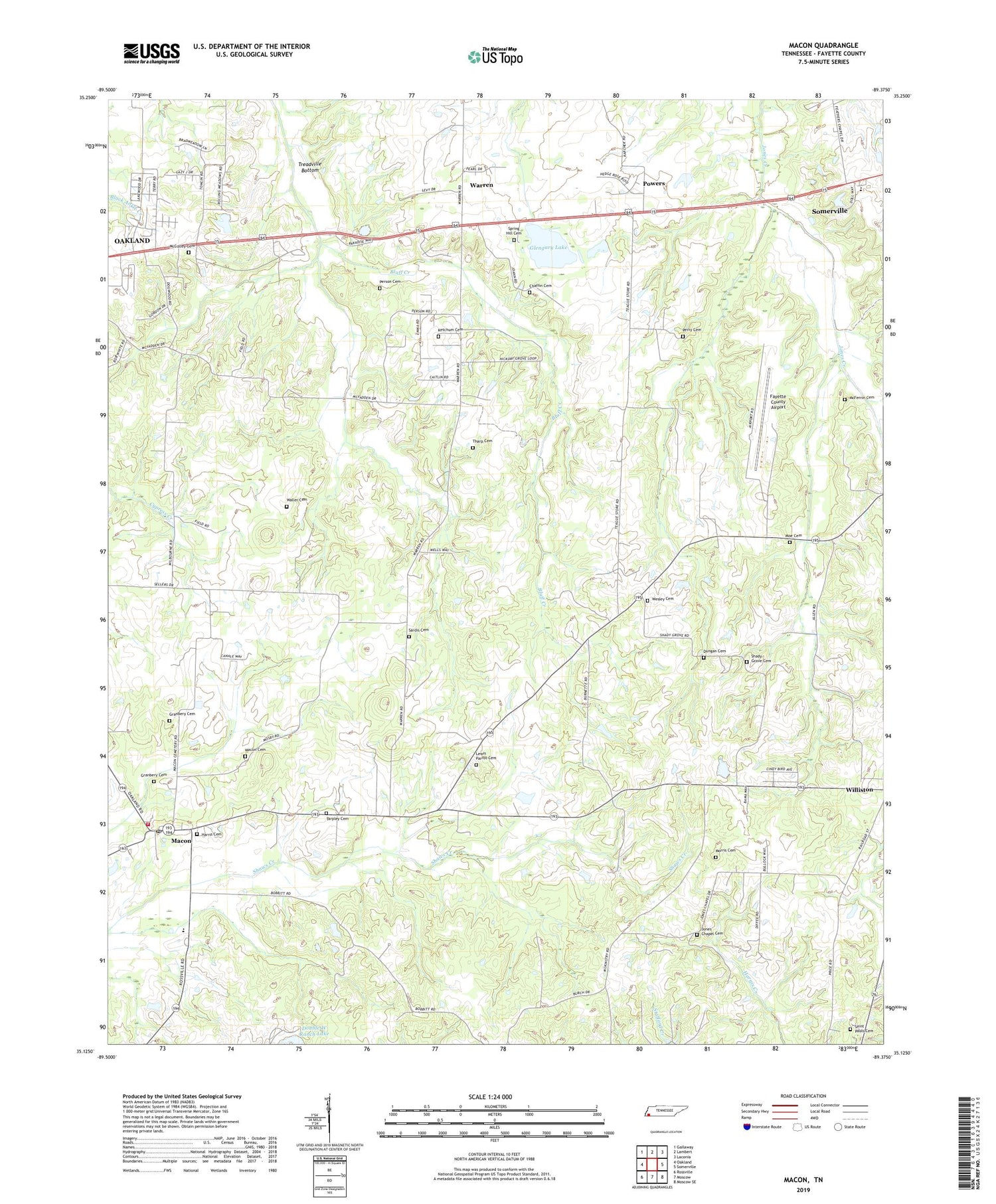 Macon Tennessee US Topo Map Image