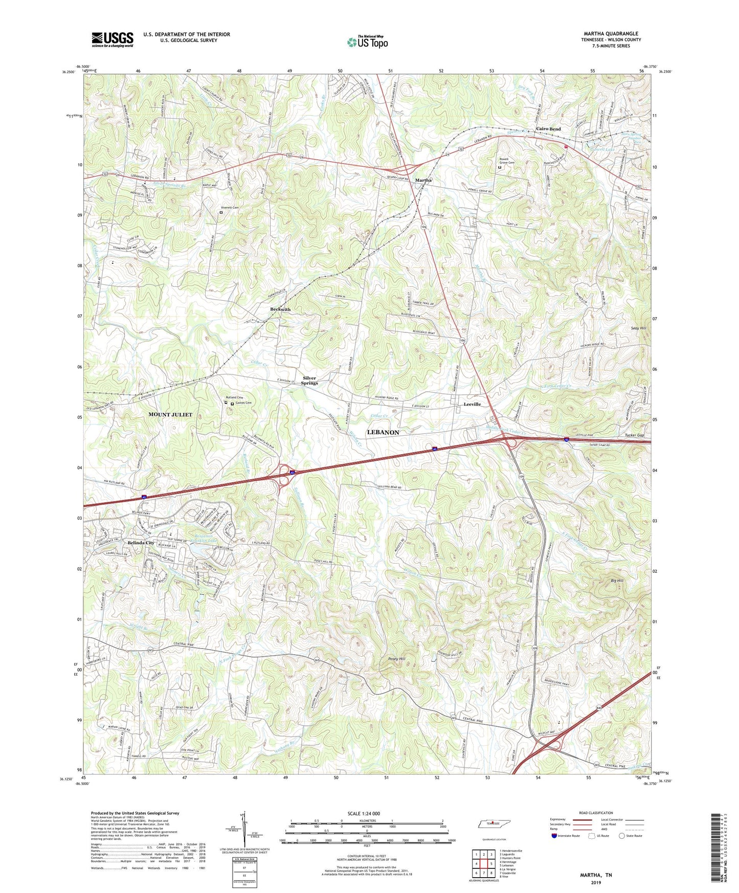 Martha Tennessee US Topo Map Image